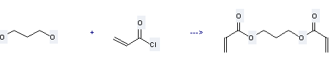 2-Propenoic acid,1,1'-(1,3-propanediyl) ester can be prepared by acryloyl chloride and propane-1,3-diol at the temperature of 50 °C